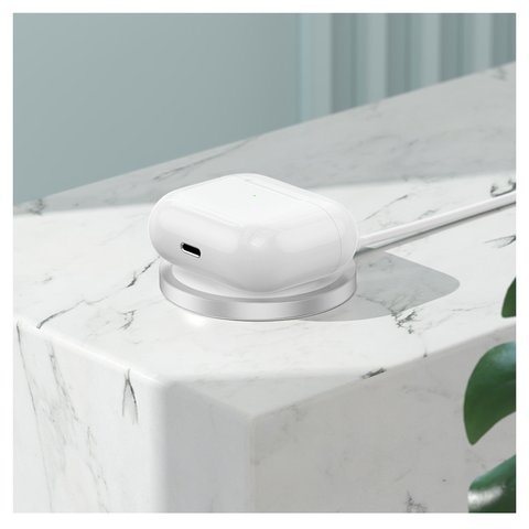 Беспроводное зарядное устройство Hoco CW47, Quick Charge, серебристое, USB тип-C, 15 Вт, магнитное, MagSafe, #6931474795076 Превью 2