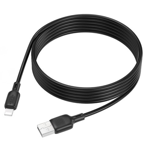 USB кабель Borofone BX113, USB тип-A, Lightning, 100 см, 2,4 А, чорний, #6941991115394 Прев'ю 1