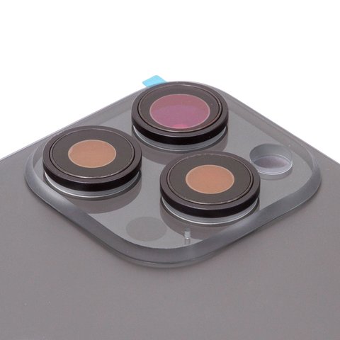 Panel trasero de carcasa puede usarse con iPhone 15 Pro Max, negra, con vidrio de cámara, HC Vista previa  1