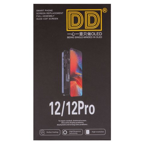 LCD compatible with iPhone 12, iPhone 12 Pro, (black, with frame, HC, without error, (OLED), DD-OLED OEM soft, diagnosable) Preview 2