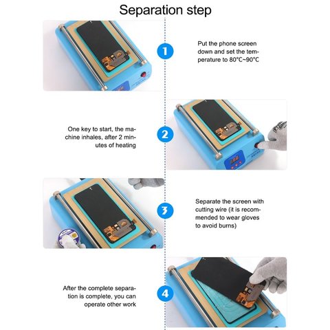 LCD Touch Screen Glass Separator Sunshine S-918L, (used for screens up to 8.5", with vacuum pump) Preview 8