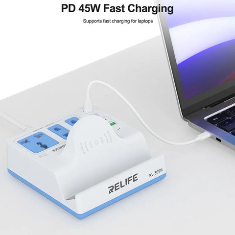 Сетевое зарядное устройство RELIFE RL-309H, 72 Вт, Wireless Charge, Quick Charge, Power Delivery (PD), с розеткой, 4 порта Превью 3