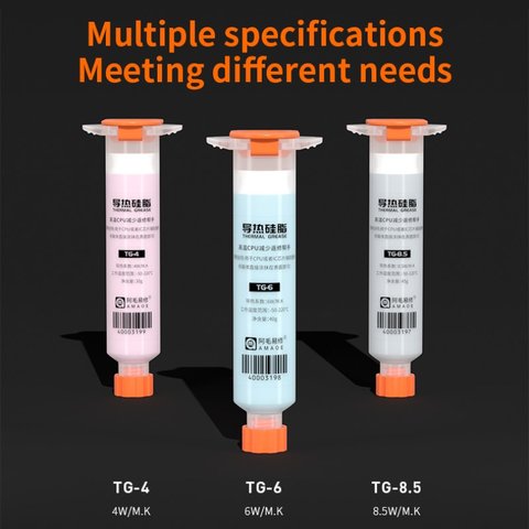 Pasta térmica Amaoe TG-8.5, de silicona, en jeringa, 45 g, 8.5 Вт/м*К Vista previa  5