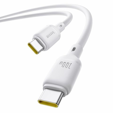 USB кабель Baseus Silky, 2xUSB тип-C, 100 см, 100 Вт, білий, силіконовий, #P10377704213-00 Прев'ю 2