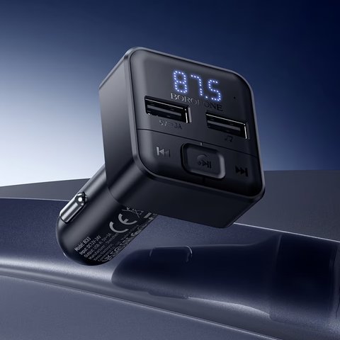 FM-трансмиттер Borofone BC63, черный, с кнопкой, с дисплеем, USB тип-A, 2 порта, #6941991126185 Превью 2