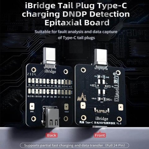 Тест-кабель для перевірки конектора зарядки QianLi iBridge Type-C для мобільних телефонів Apple, Huawei, Meizu, Oppo, Samsung, Vivo, Xiaomi, USB тип-C Прев'ю 1